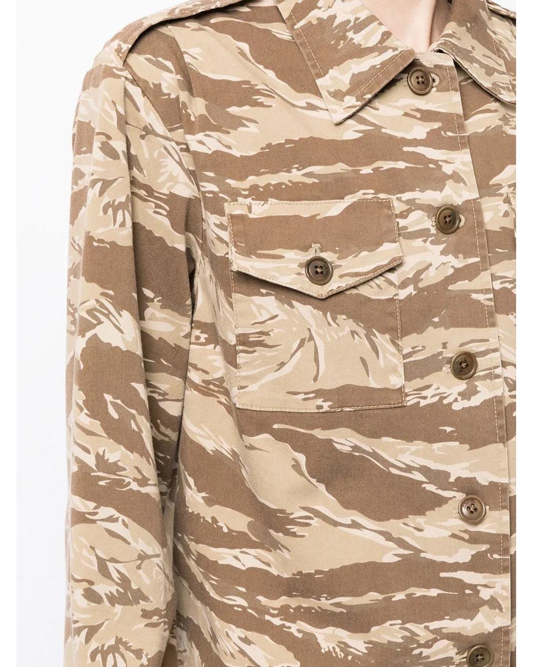Nili Lotan Brown Camouflage Print Shirt