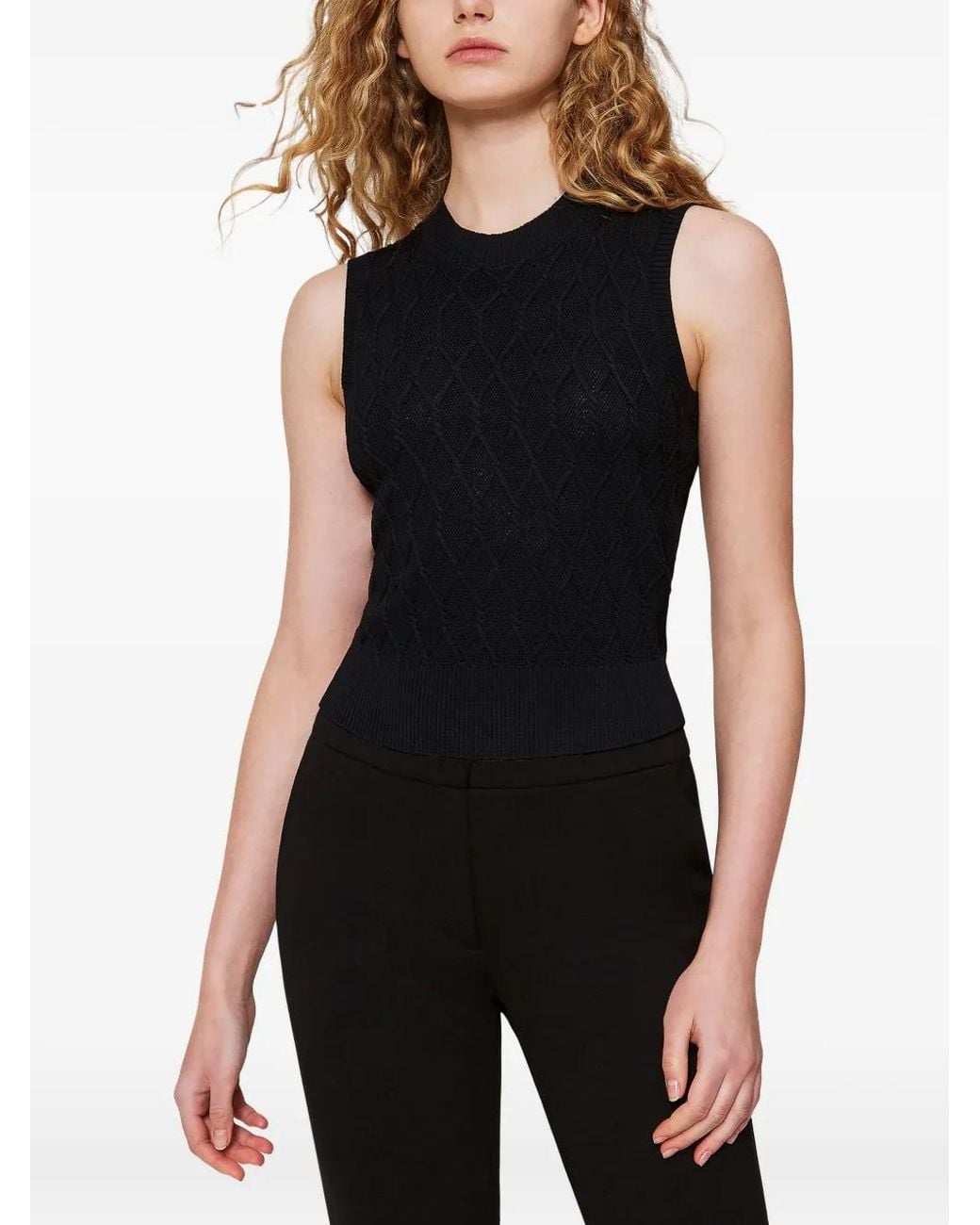 Twinset Black Lozenge-Pattern Tank Top