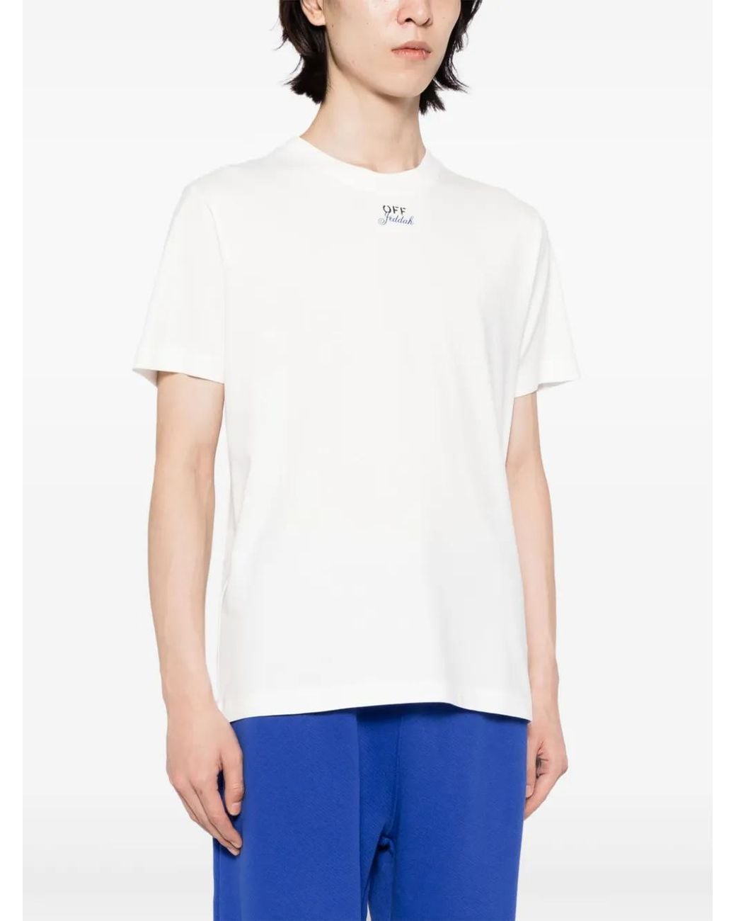 Off-White c/o Virgil Abloh White Jeddah Logo-Print Cotton T-Shirt for men