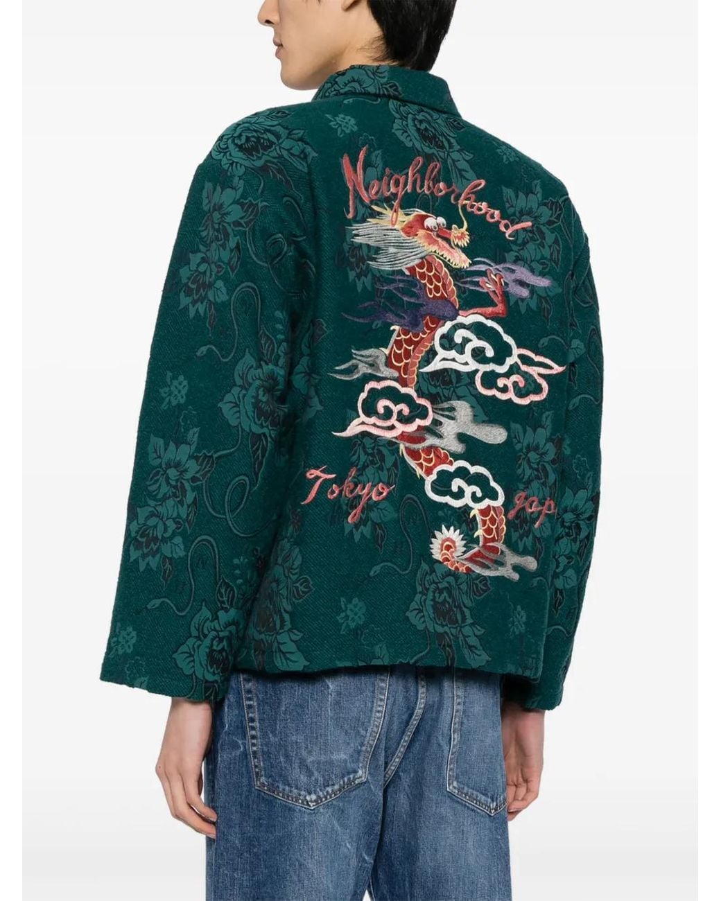 Neighborhood Green Souvenir Jacquard Shirt Jacket for men