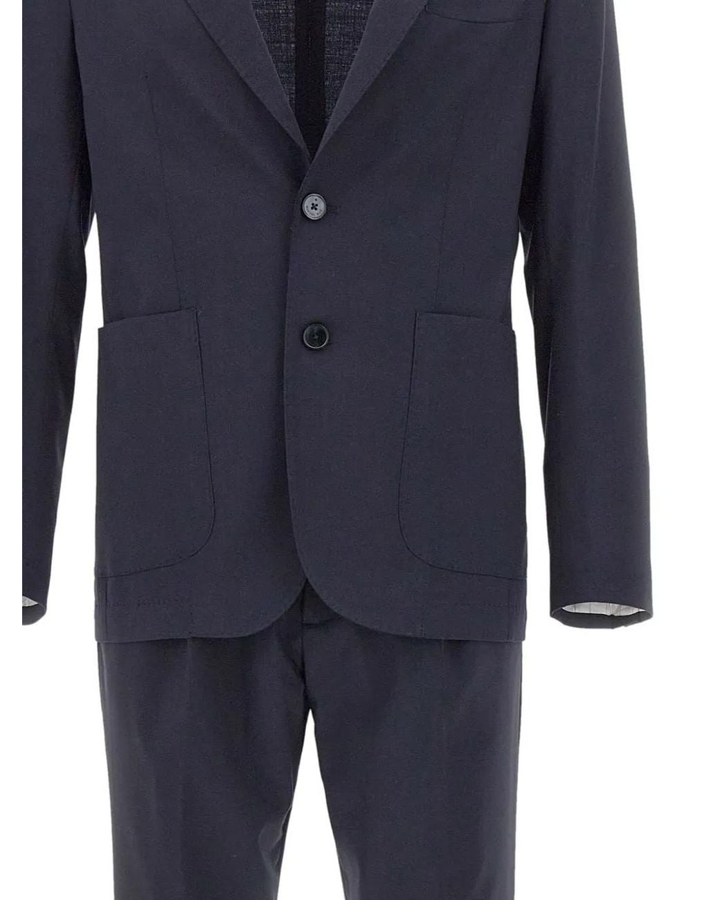 Manuel Ritz Blue Patch-Pocket Logo-Pin Suit for men