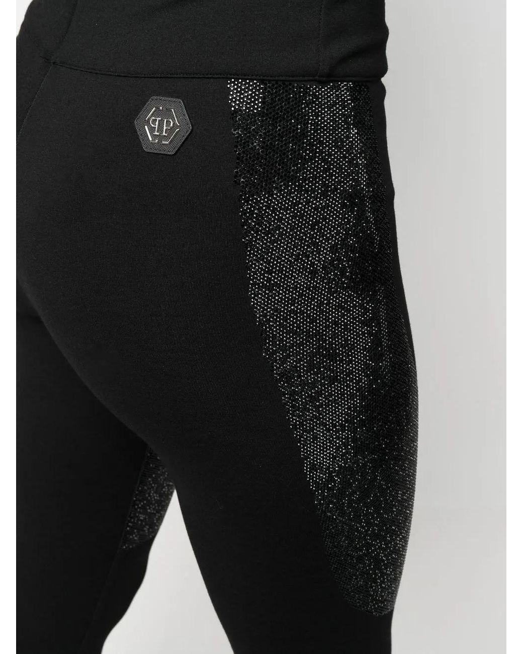 Philipp Plein Black High-Rise Embellished Leggings