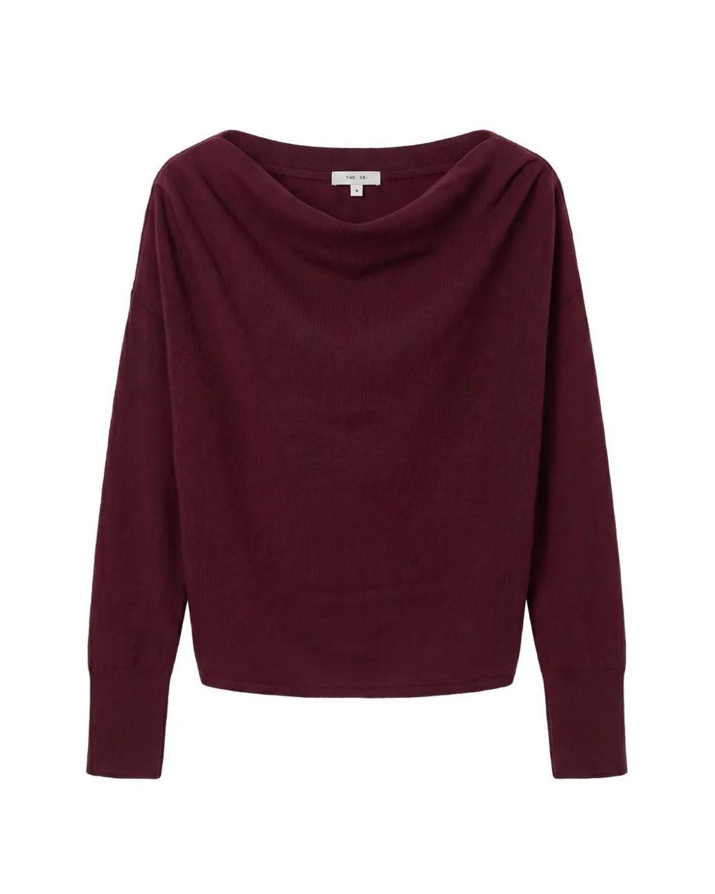 The Sei Red Asymmetric Draped Sweater