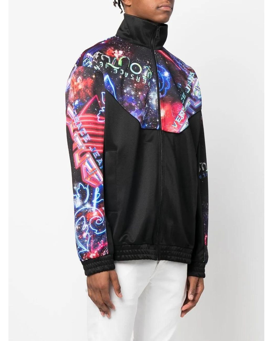 Versace Jeans Couture Gray Logo Digital-Print Bomber Jacket for men