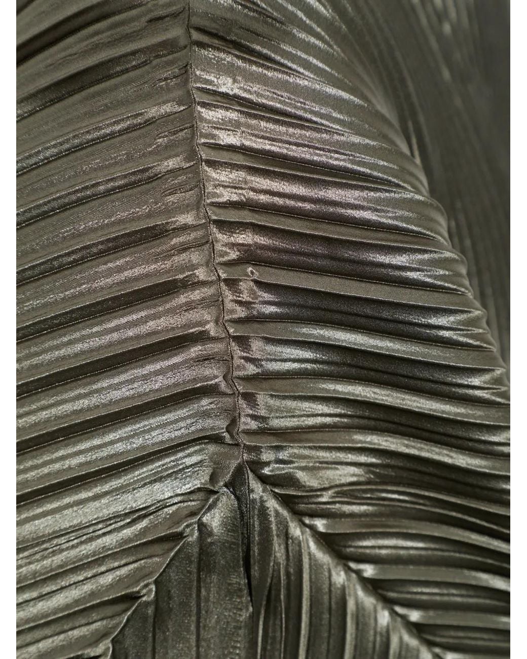 Issey Miyake Green Pleated Mock-Neck Top