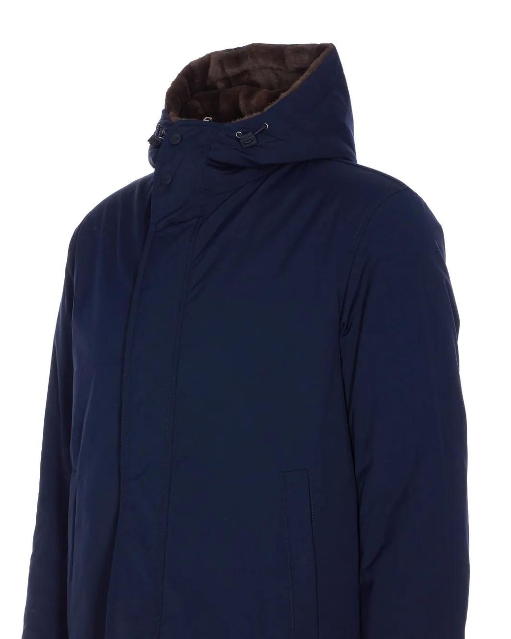 Herno Blue Hooded Coat for men
