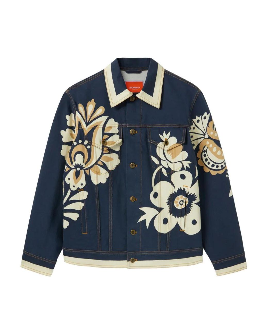 LaDoubleJ Blue Floral-Print Denim Jacket
