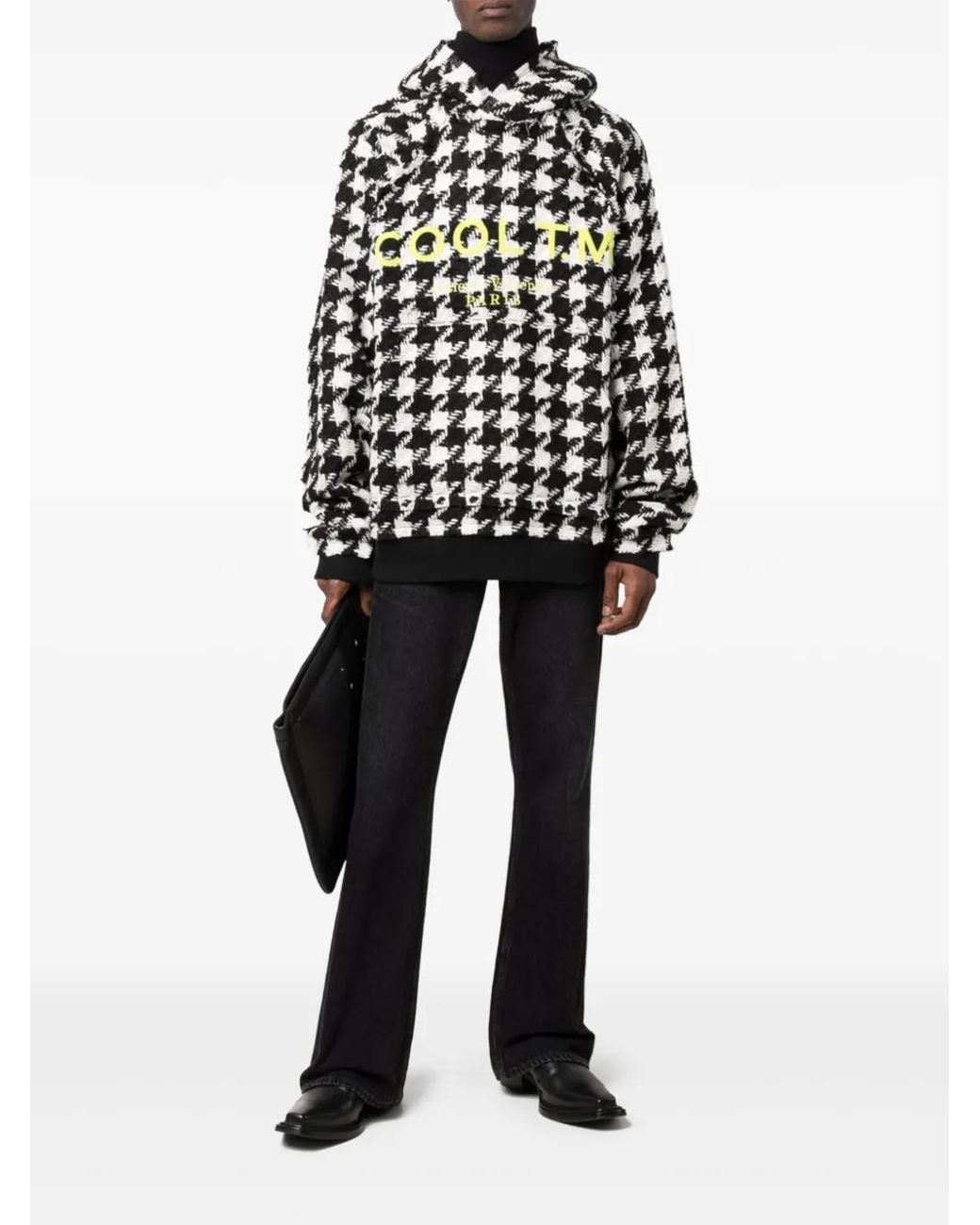 COOL T.M Black Houndstooth Hoodie for men