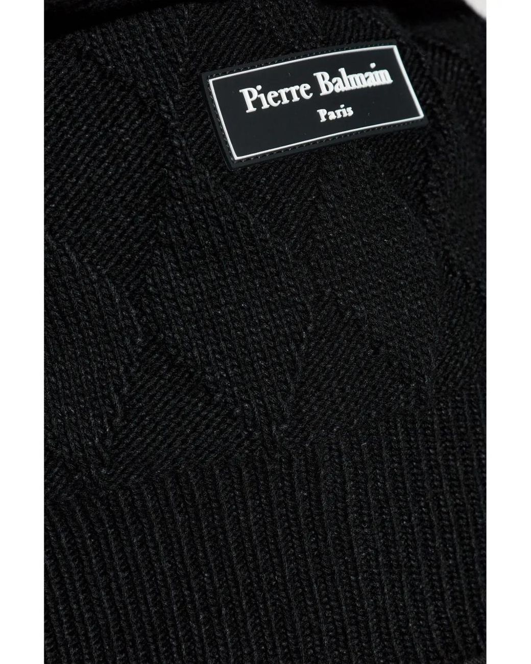 Balmain Black Sweater With Logo Patch for men