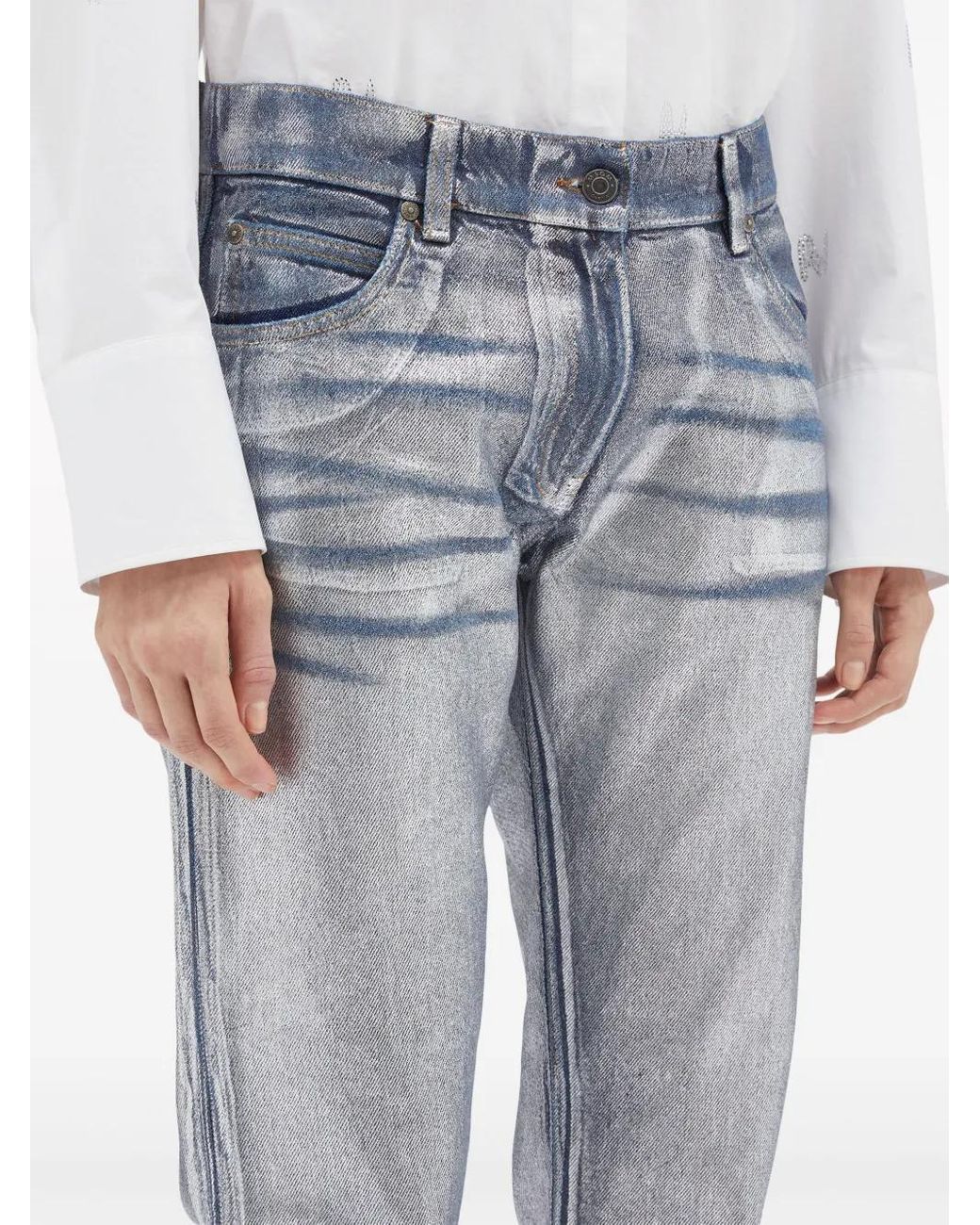 Vaqueros Rectos Con Acabado Metalizado MSGM de color Blue