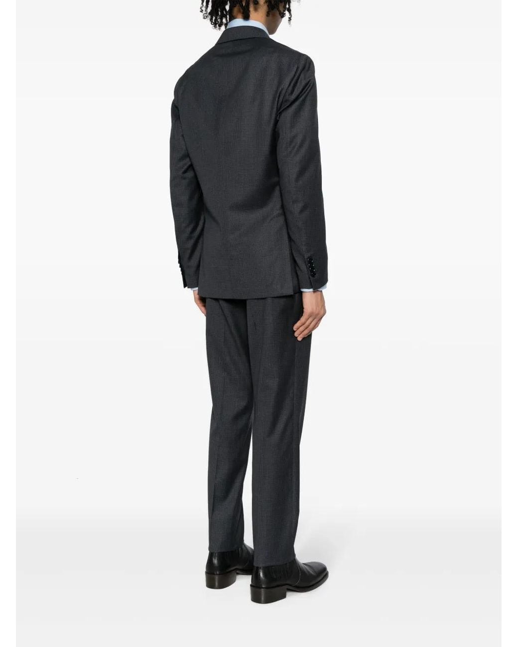 Lardini Black Checked Peak-Lapels Single-Breasted Suit for men