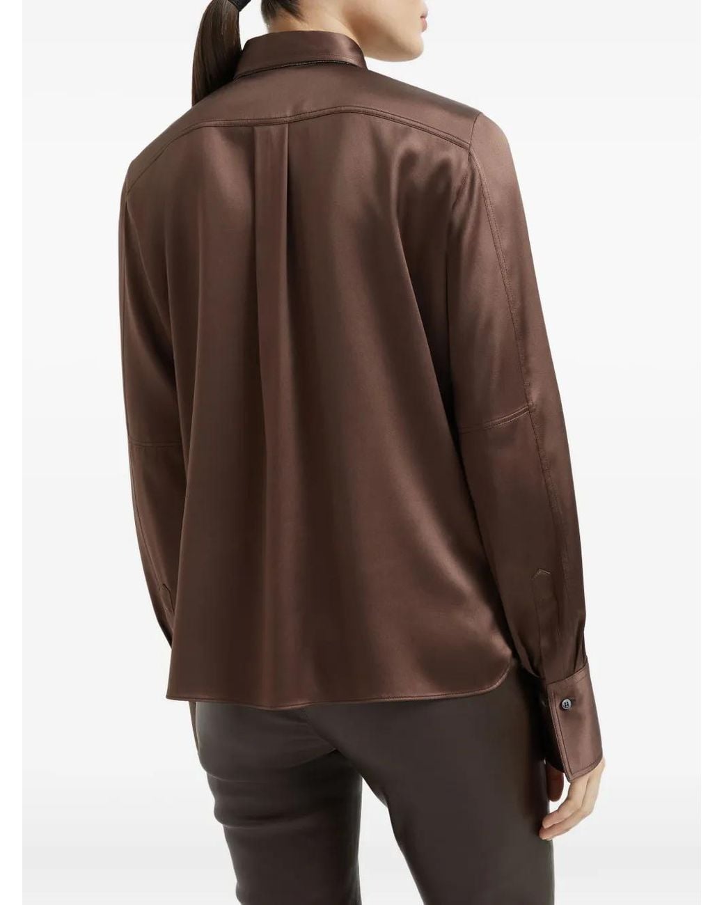 Brunello Cucinelli Brown Silk Shirt