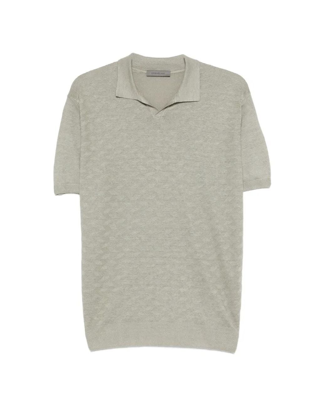 Corneliani Gray Knitted Polo Shirt for men