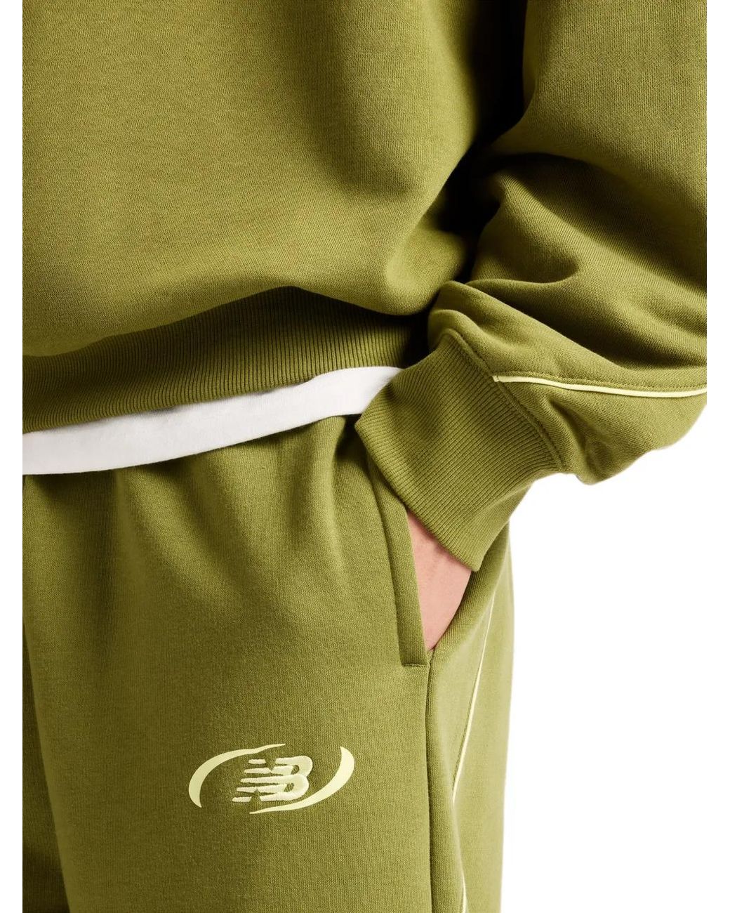 New Balance Green Trackside French Terry Crew Sweatshirt for men
