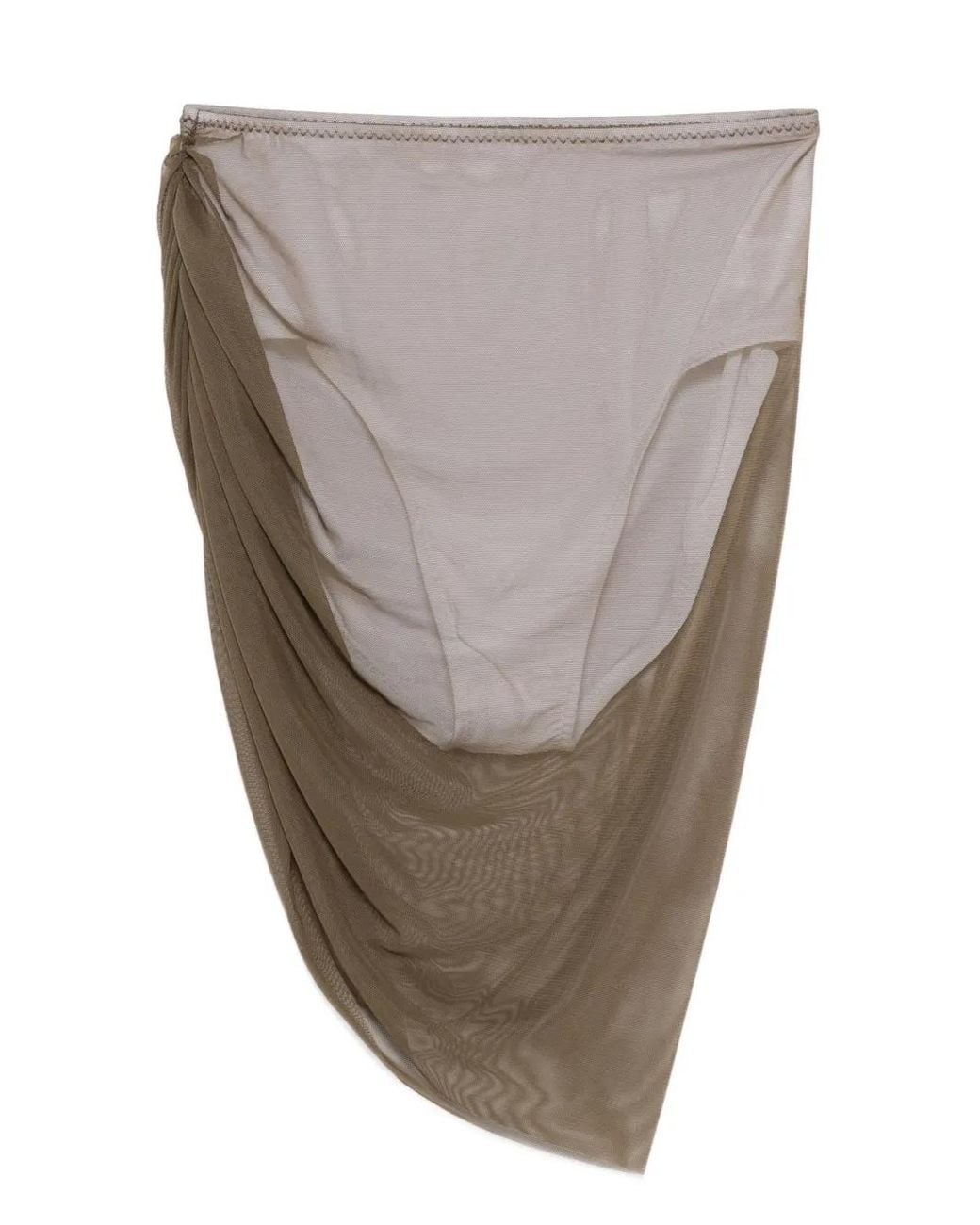 Norma Kamali Gray Diana Draped Mesh Mini Skirt