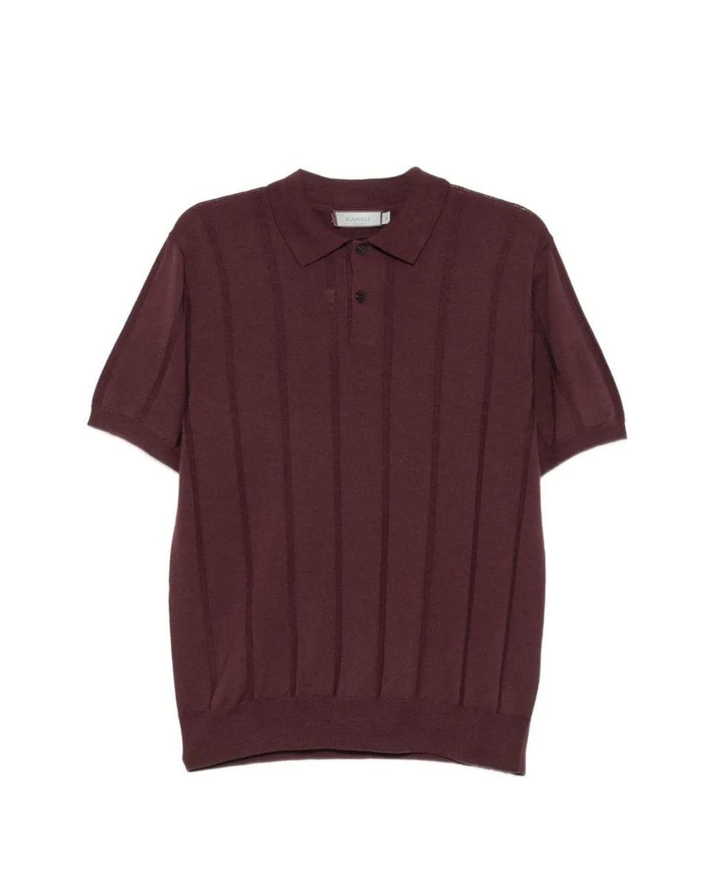 Canali Purple Ribbed-Knit Short-Sleeves Polo Shirt for men