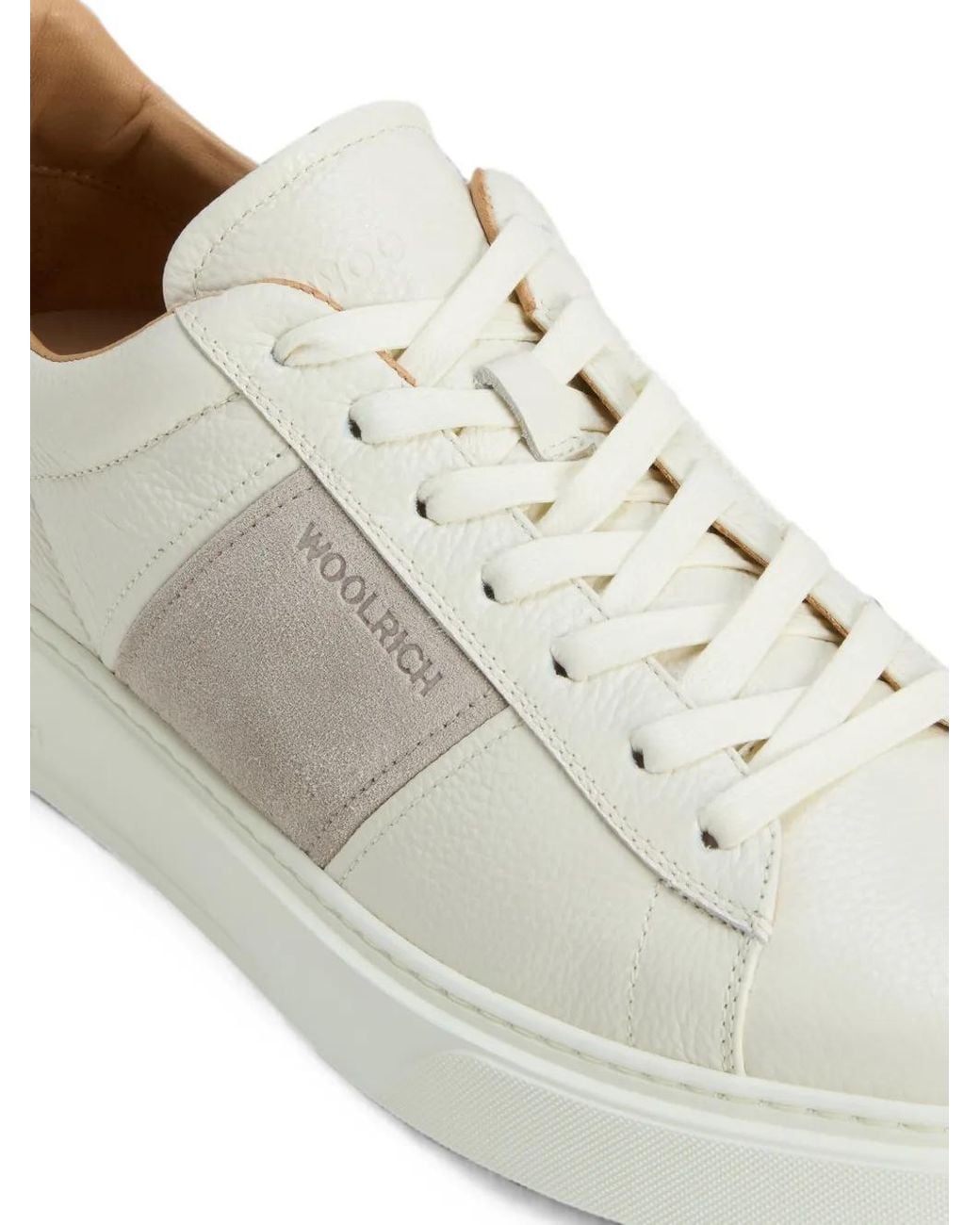 Woolrich White Baskets Classic Court Leather À Empiècements for men