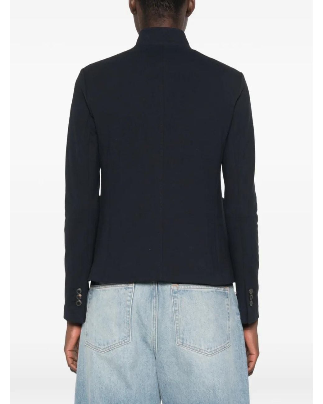 Circolo 1901 Black Mandarin-Collar Patch-Pocket Jacket