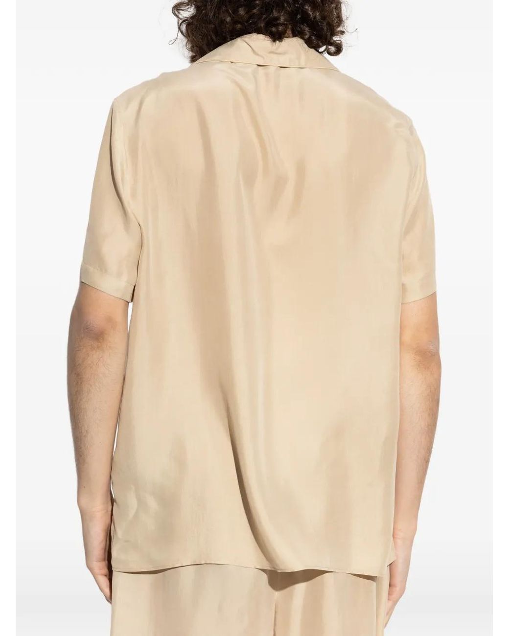 Balmain Natural Logo-Embroidered Camp-Collar Shirt for men