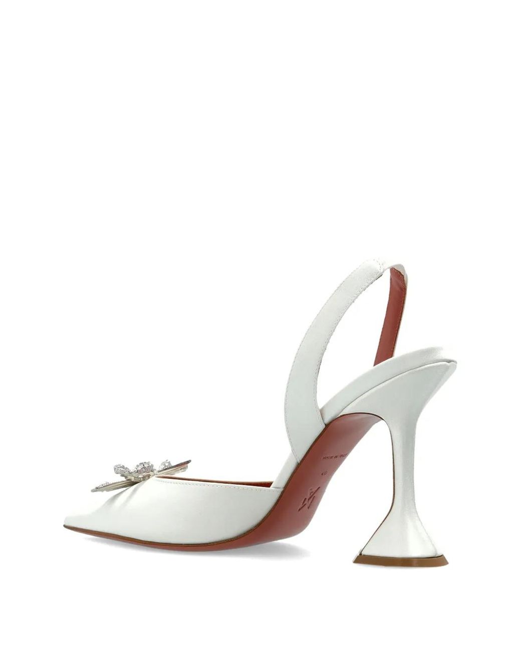 AMINA MUADDI White Rosie Crystal Bow Sling Pumps