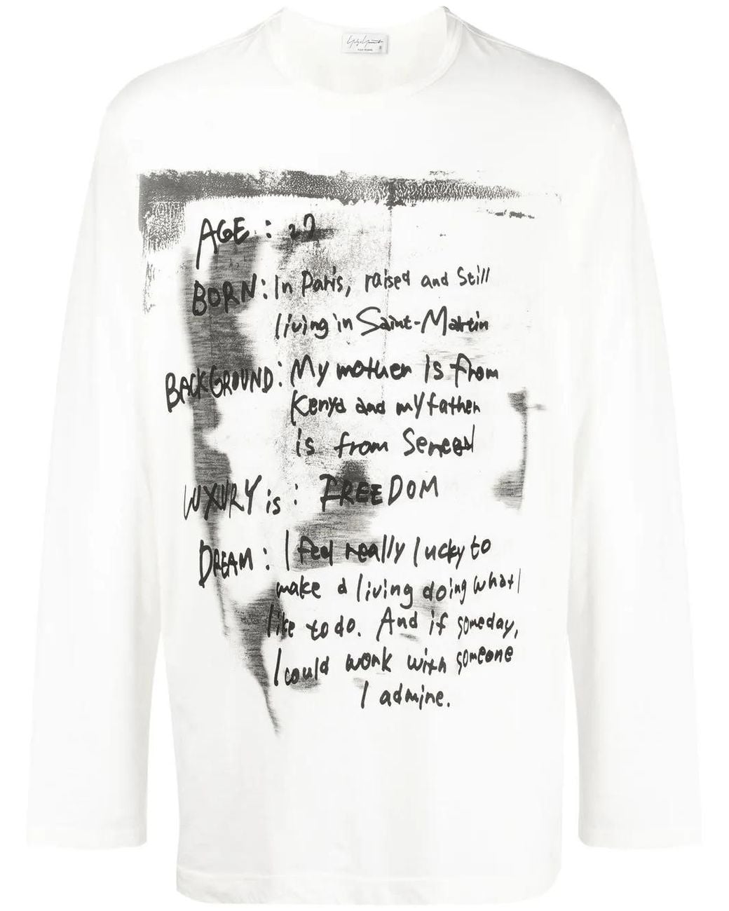 Yohji Yamamoto White Pigment Long-Sleeve T-Shirt for men