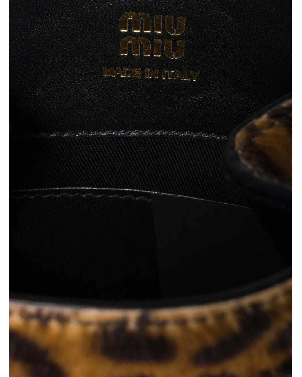 Miu Miu Brown Leopard-Print Logo-Detail Cross Body Bag