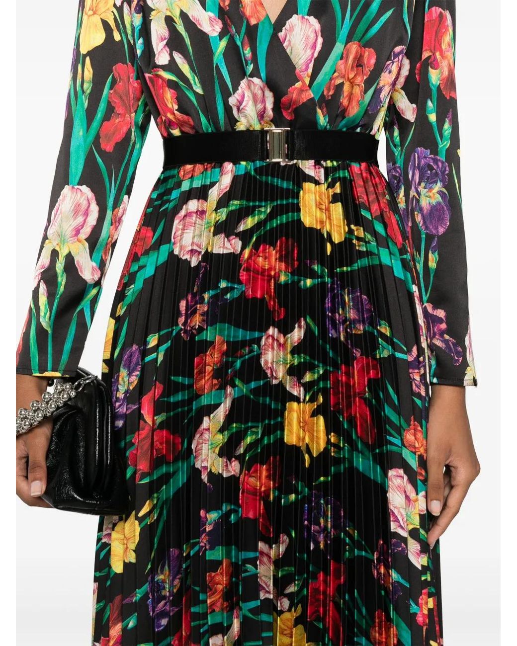 Nissa Green Floral-Print Midi Dress