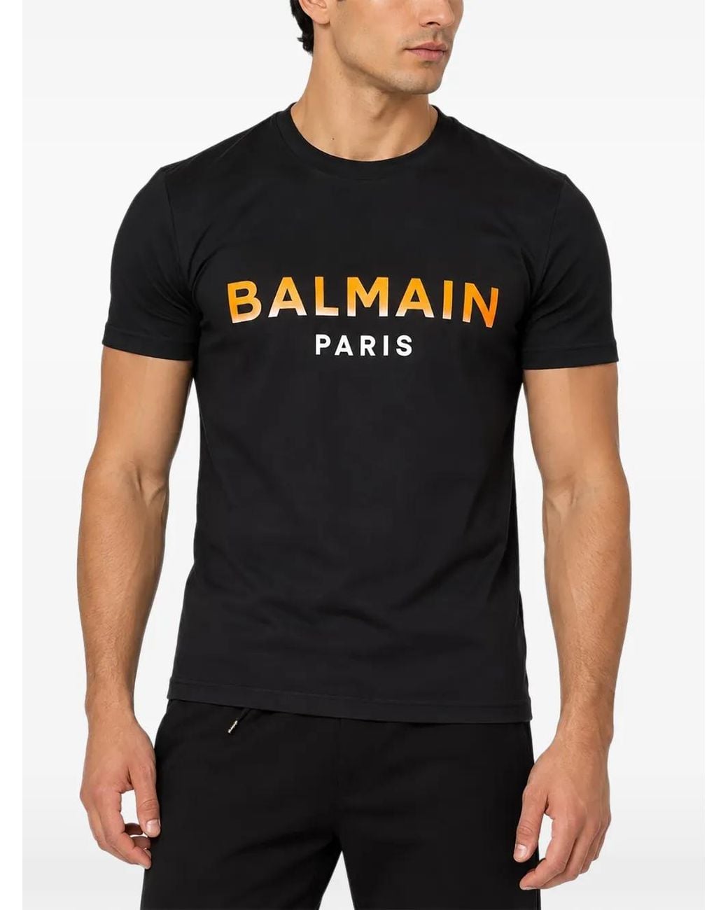 Balmain Black Logo-Print T-Shirt for men
