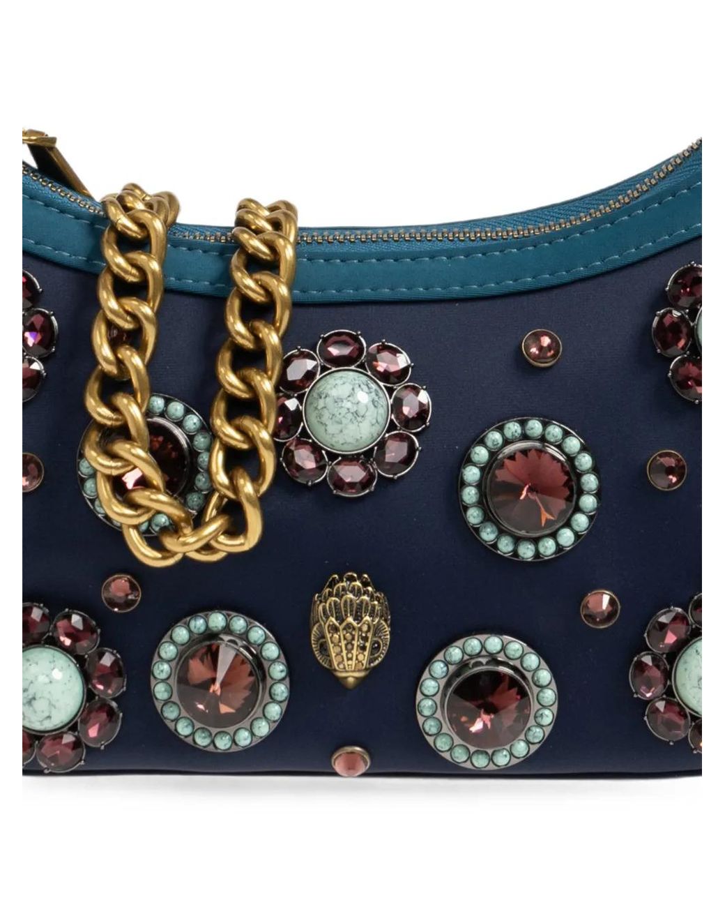 Kurt Geiger Blue Sloane Gem-Embellished Shoulder Bag