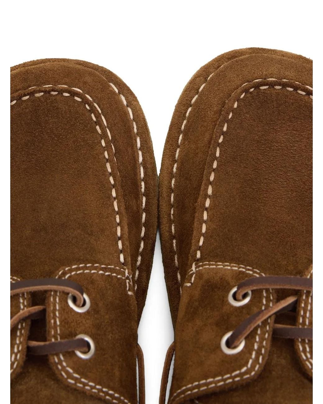 AMI Brown Suede Lace-Up Boat Shoes