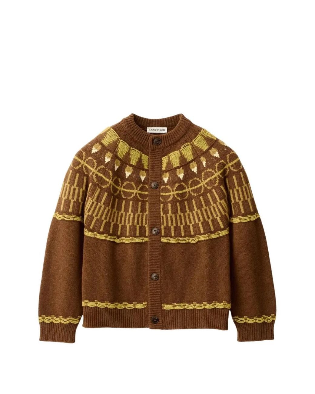 A Kind Of Guise Brown Zatoya Fair Isle Knitted Cardigan