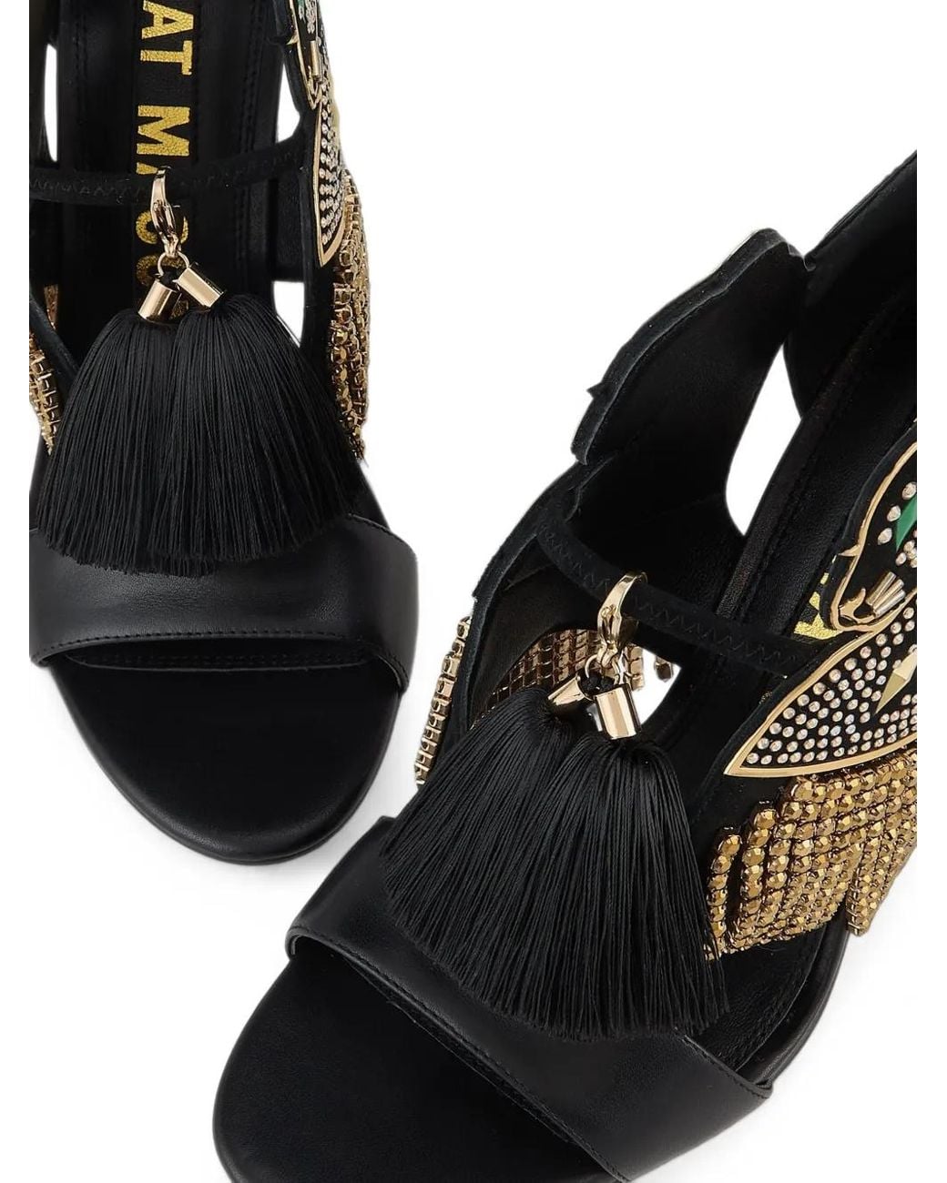 Kat Maconie Black Aya Panther Panther-Motif Sandals