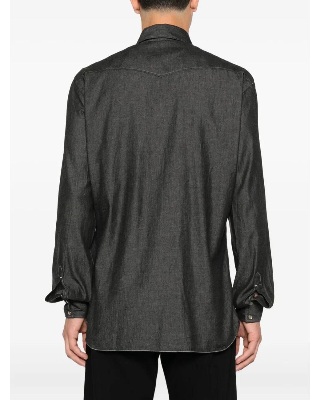 Barba Napoli Black Cotton Pocketed Shirt for men