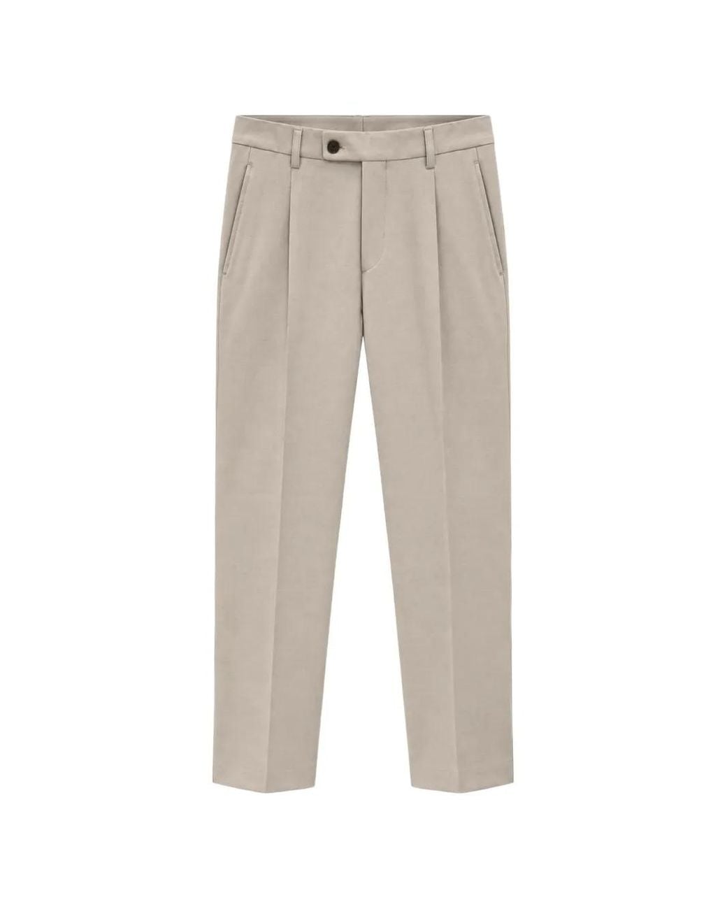 Devore Natural Incipit Pleated Trousers for men