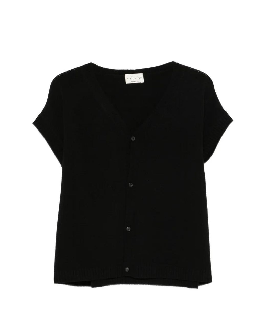 Ma'ry'ya Black Short-Sleeve Button-Down Jacket