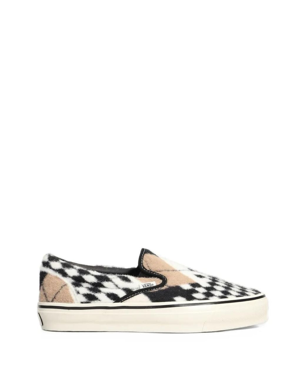 Vans White Checkered Argyle Slip-On Sneakers for men