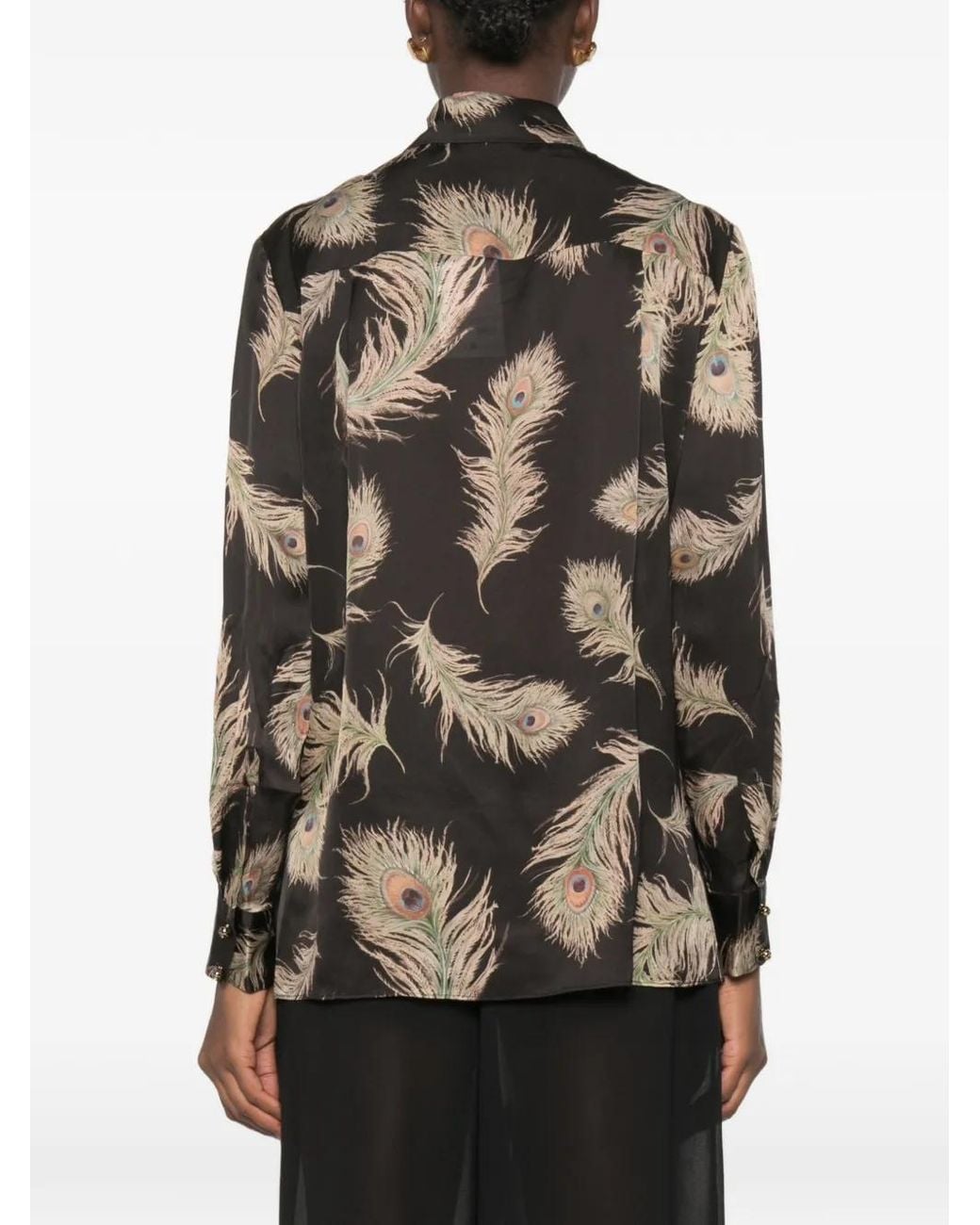 Zimmermann Brown Valiant Feather-Print Shirt