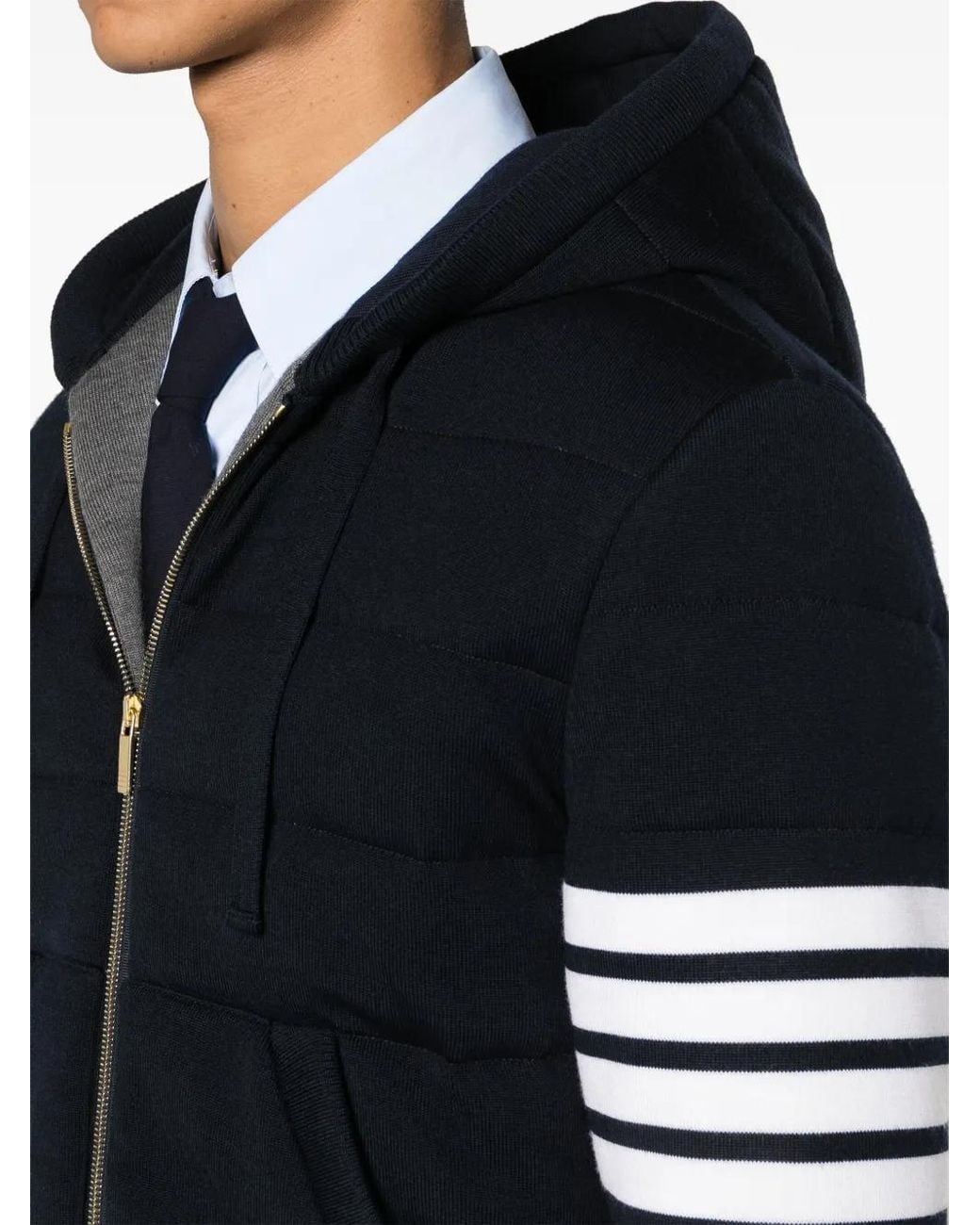 Thom Browne Blue Mini Quilted Wool Padded Jacket for men