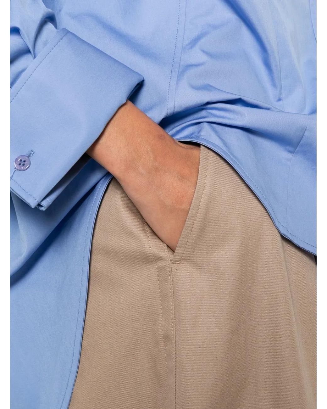 Balenciaga Natural Cotton High-Waisted Trousers