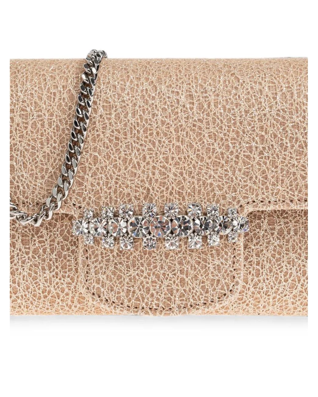 Jimmy Choo Natural Bing Crystal-Embellished Wallet On Chain