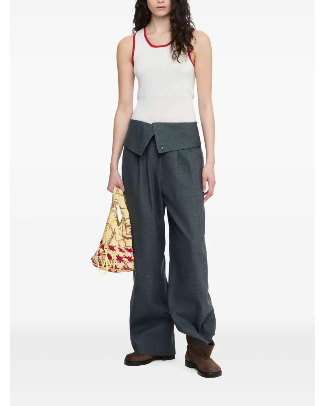 JW Anderson Wrap-Front Pleated Trousers in Blue | Lyst Australia