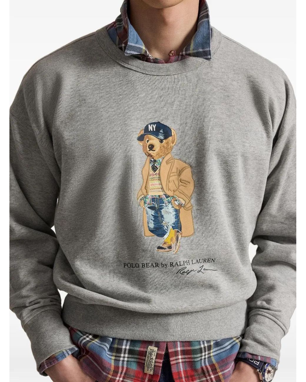 Polo Ralph Lauren Gray Polo Bear Graphic-Print Sweater for men