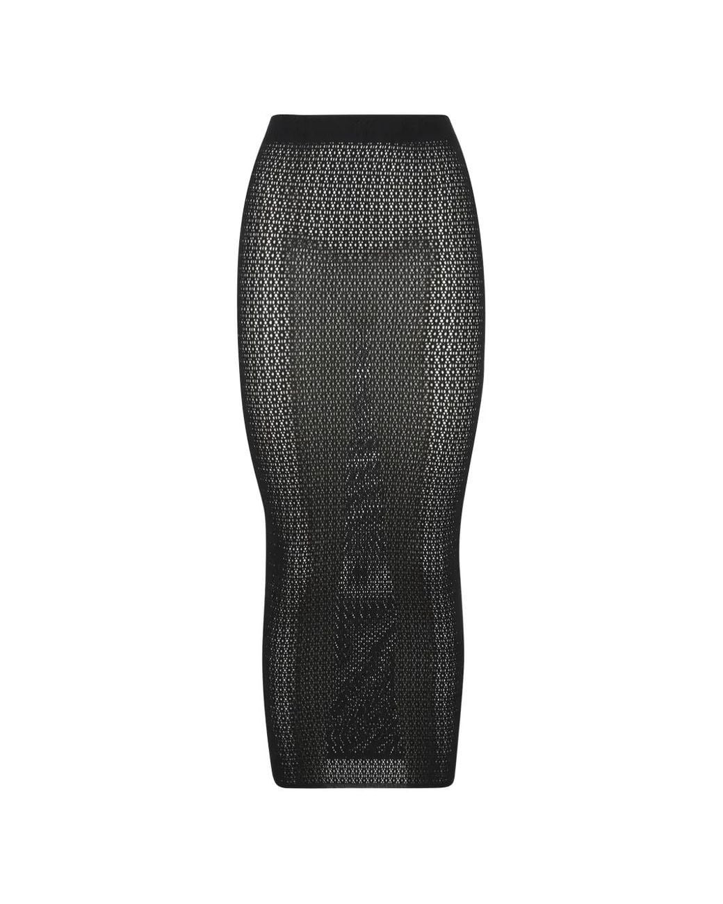Wolford Black Daisy Open-Knit Skirt
