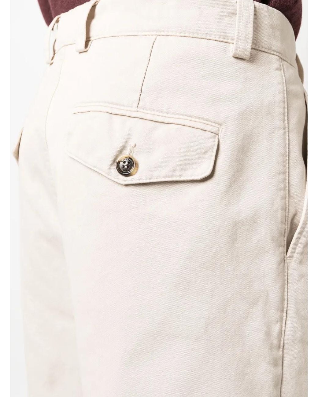 Brunello Cucinelli Natural Cotton Relaxed Fit Trousers for men