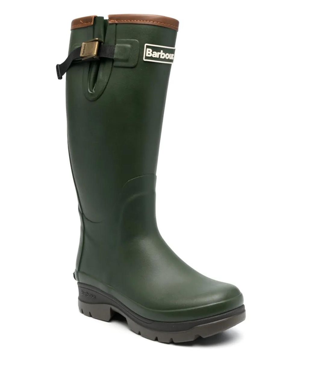 Barbour Green Logo-Patch Knee-Length Boots