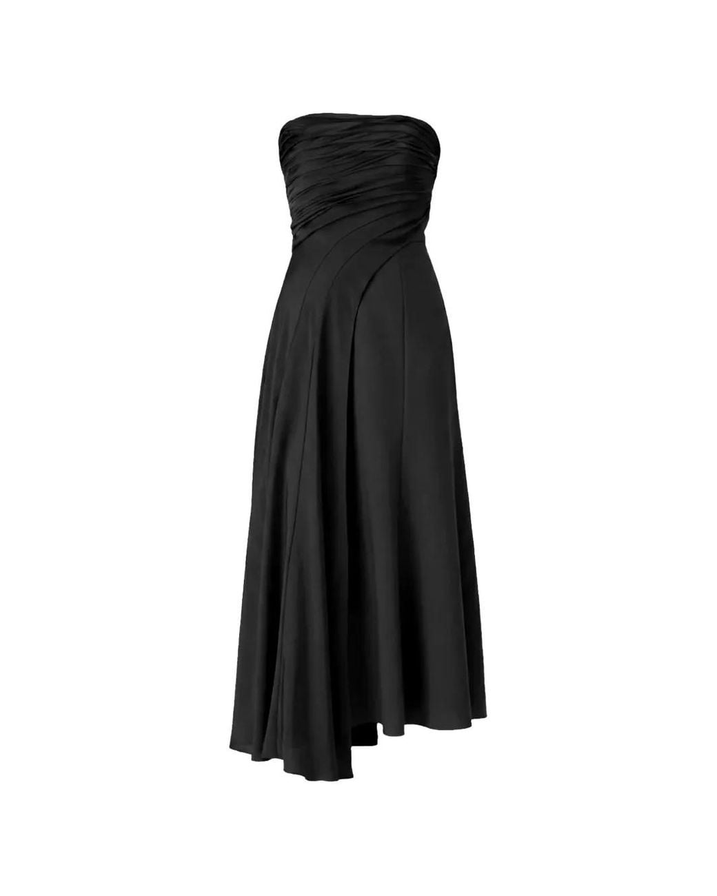 Cinq À Sept Black Clarisse Ruched Asymmetric Dress