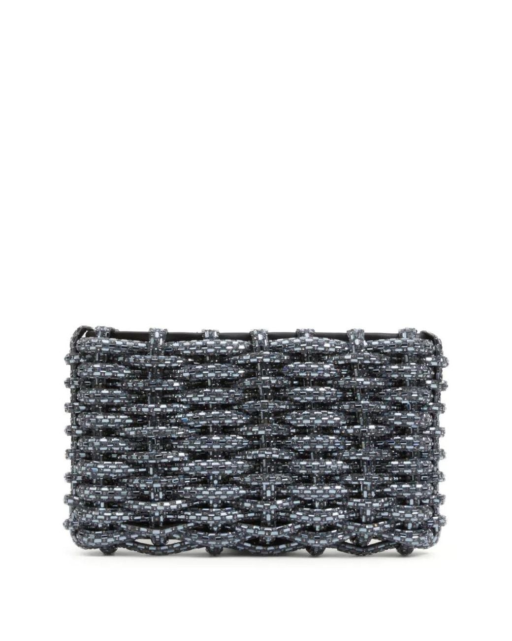 Jonathan Simkhai Gray Morgan Woven Rhinestone Clutch Bag