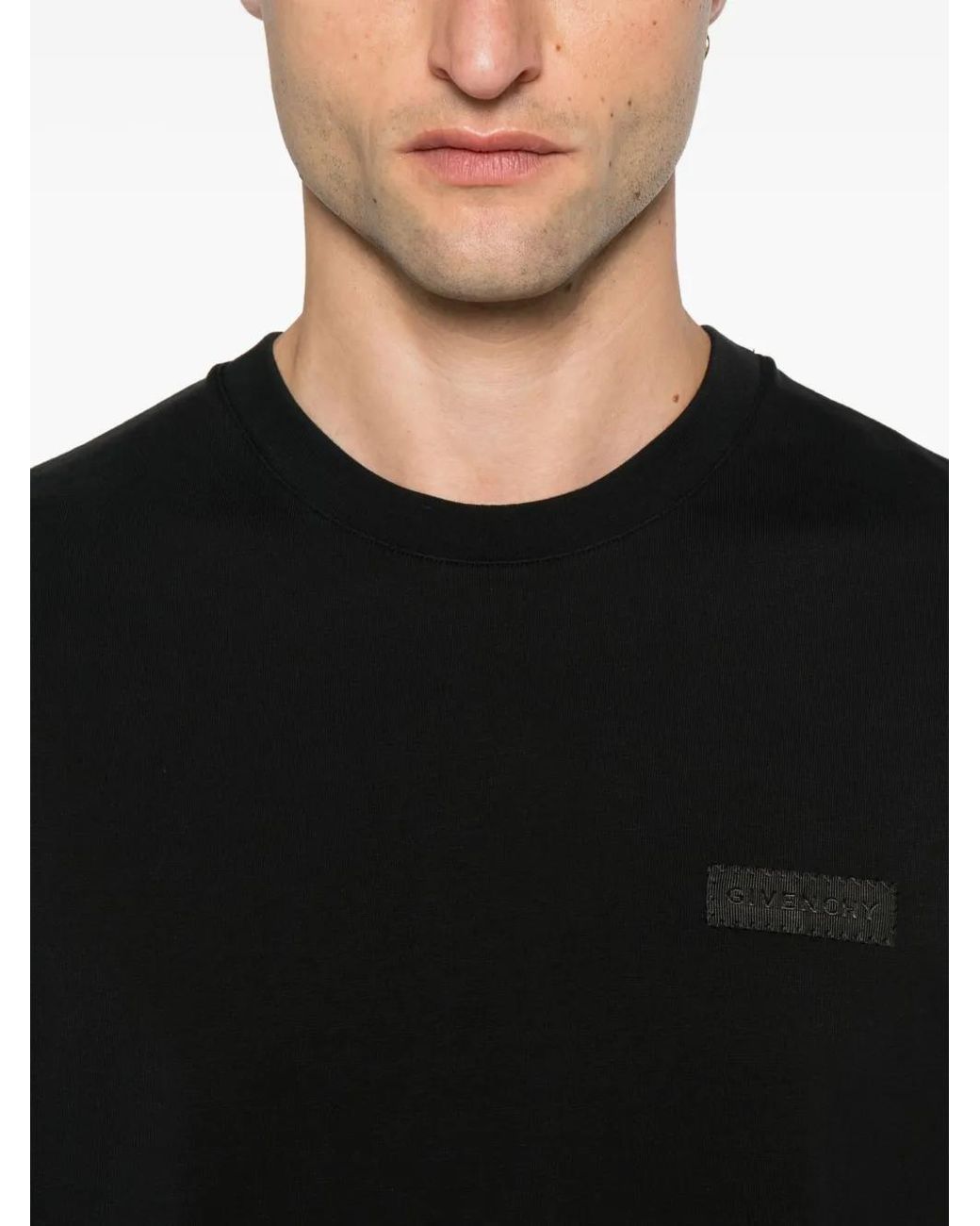 Camiseta De Algodón Con Parche Del Logo Givenchy de hombre de color Black