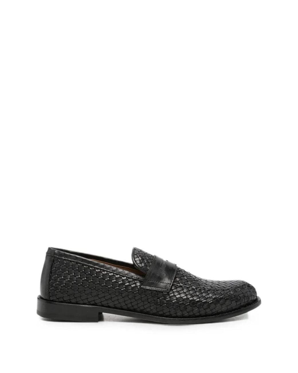 Marechiaro 1962 Black Mocassins En Cuir À Design Tressé for men