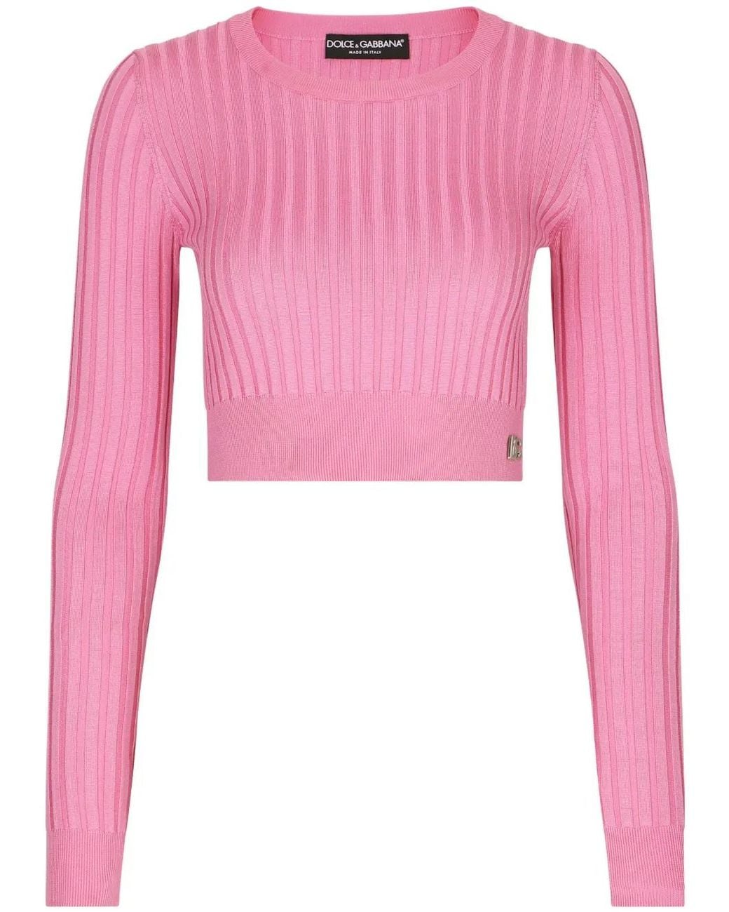 Dolce & Gabbana Pink Dg-Plaque Cropped Top